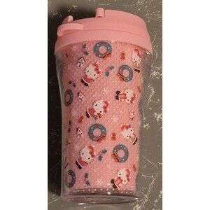 Hello Kitty Pink Christmas Travel Tumbler CupWith Lid 9oz